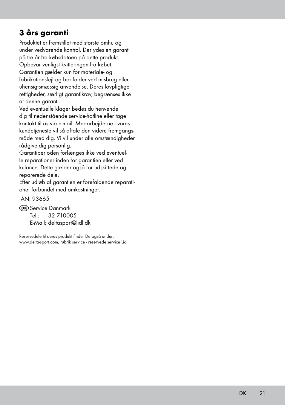 3 års garanti | Crivit MR-1442 User Manual | Page 21 / 36