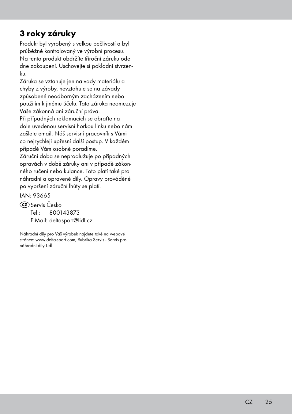3 roky záruky | Crivit MR-1442 User Manual | Page 25 / 36