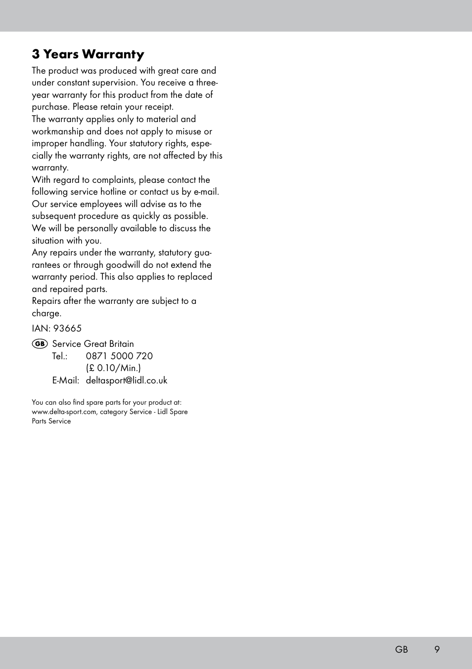 3 years warranty | Crivit MR-1442 User Manual | Page 9 / 36