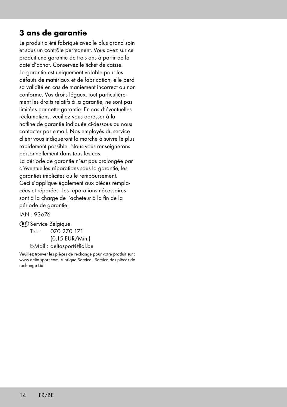 3 ans de garantie | Crivit BB-1789 User Manual | Page 14 / 24