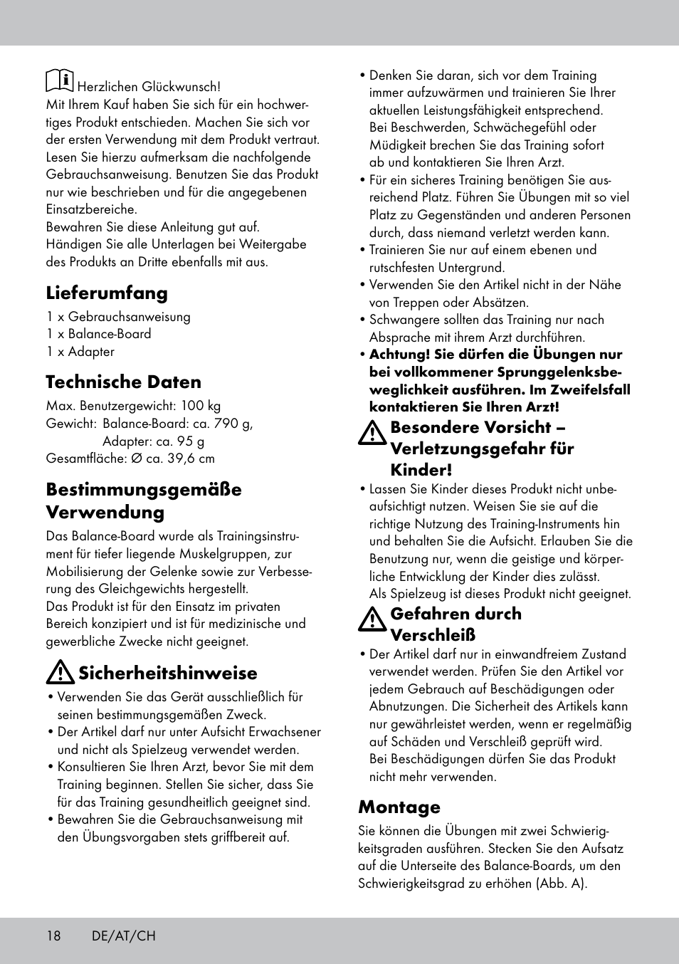 Lieferumfang, Technische daten, Bestimmungsgemäße verwendung | Sicherheitshinweise, Montage | Crivit BB-1789 User Manual | Page 18 / 24