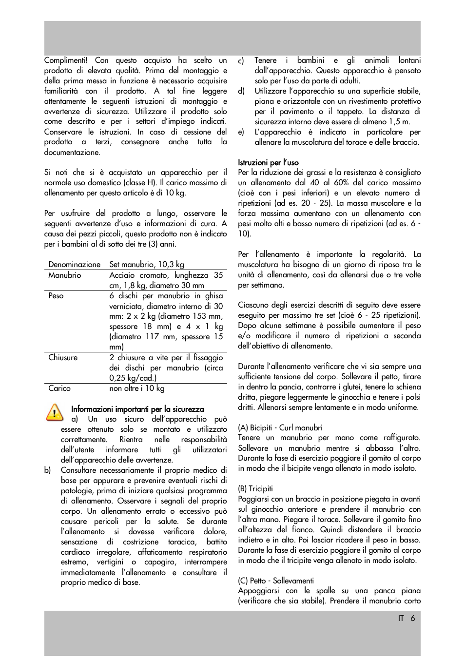 Crivit 10.3kg Dumbbell Set User Manual | Page 6 / 18