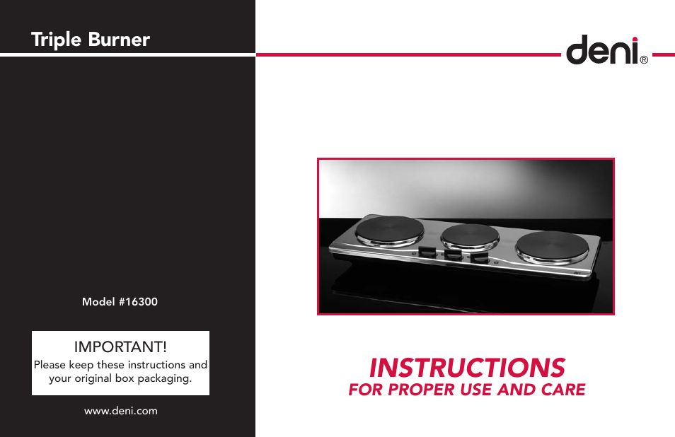 Deni Triple Burne 16300 User Manual | 4 pages