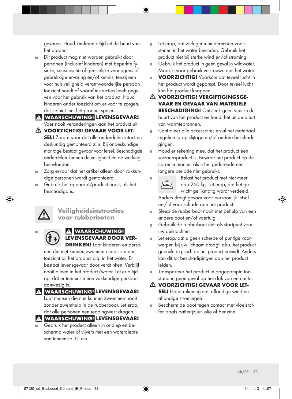 Veiligheidsinstructies voor rubberboten | Crivit Z31423 User Manual | Page 33 / 43