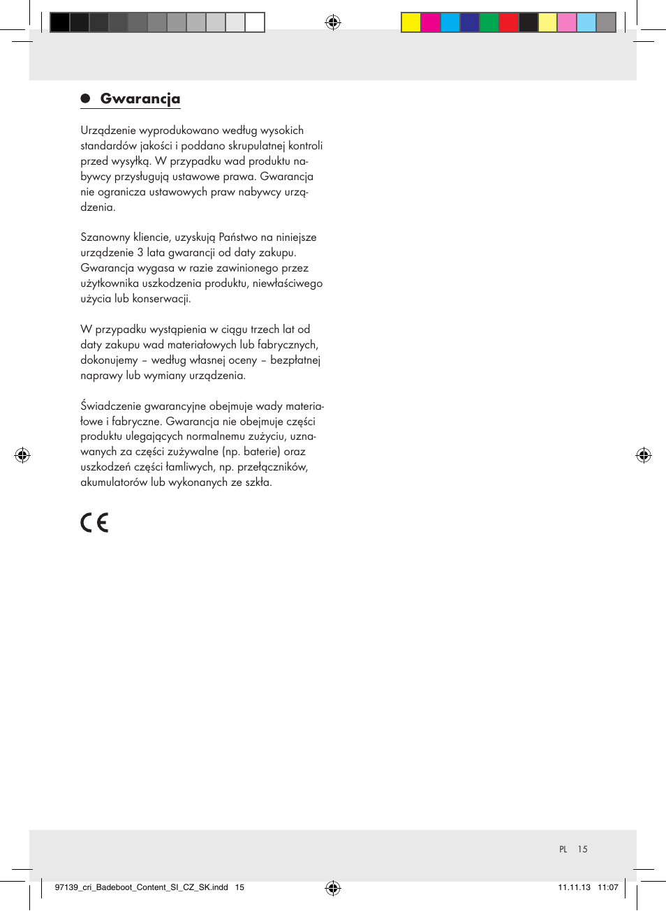 Gwarancja | Crivit Z31423 User Manual | Page 15 / 45