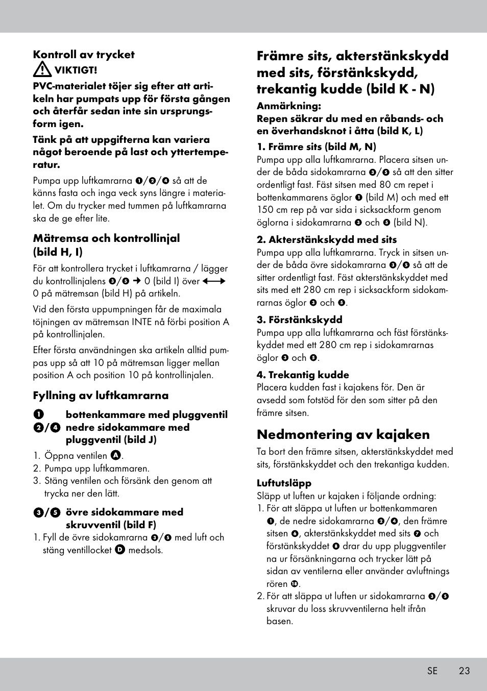 Nedmontering av kajaken | Crivit Inshore 335 lll User Manual | Page 21 / 54