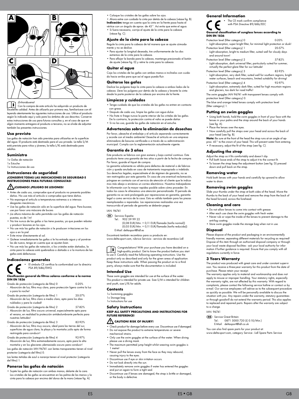 Ab c d, Es ▪ gb | Crivit SB-1601 User Manual | Page 2 / 2