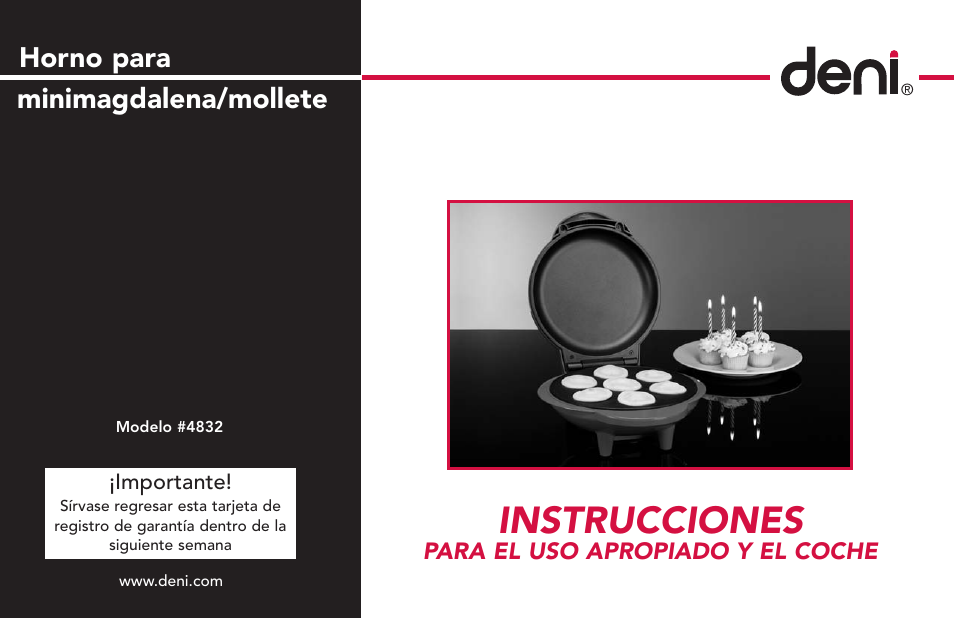 Instrucciones, Horno para, Minimagdalena/mollete | Deni CUPCAKE/MUFFIN MAKER 4832 User Manual | Page 19 / 27