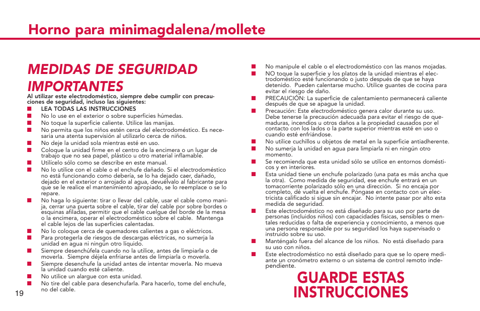 Guarde estas instrucciones | Deni CUPCAKE/MUFFIN MAKER 4832 User Manual | Page 20 / 27