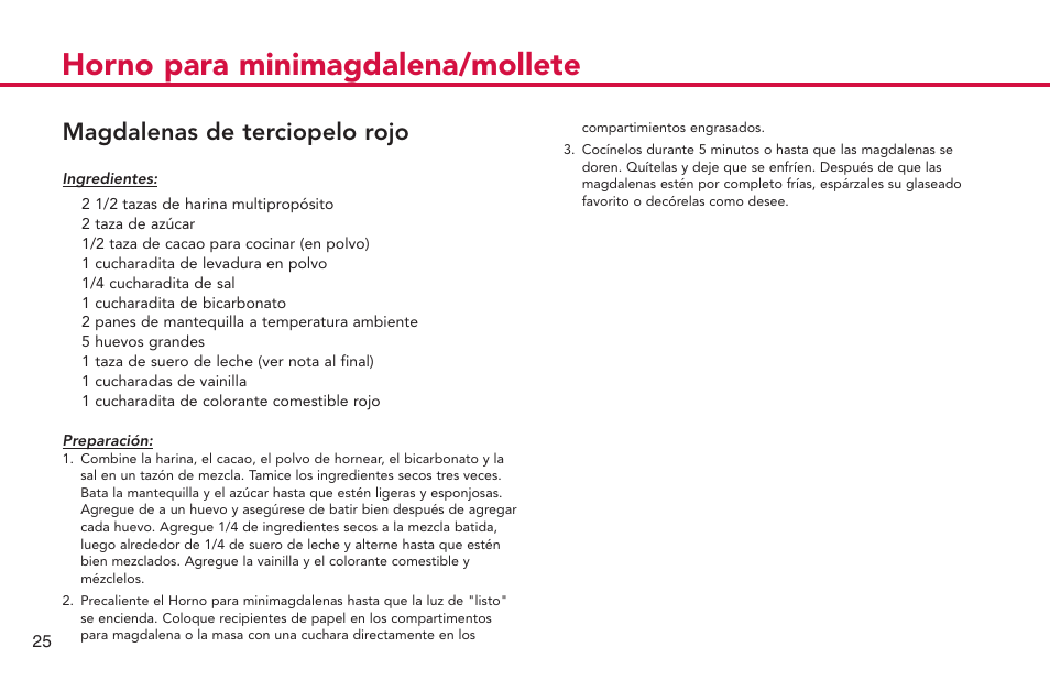 Horno para minimagdalena/mollete, Magdalenas de terciopelo rojo | Deni CUPCAKE/MUFFIN MAKER 4832 User Manual | Page 26 / 27