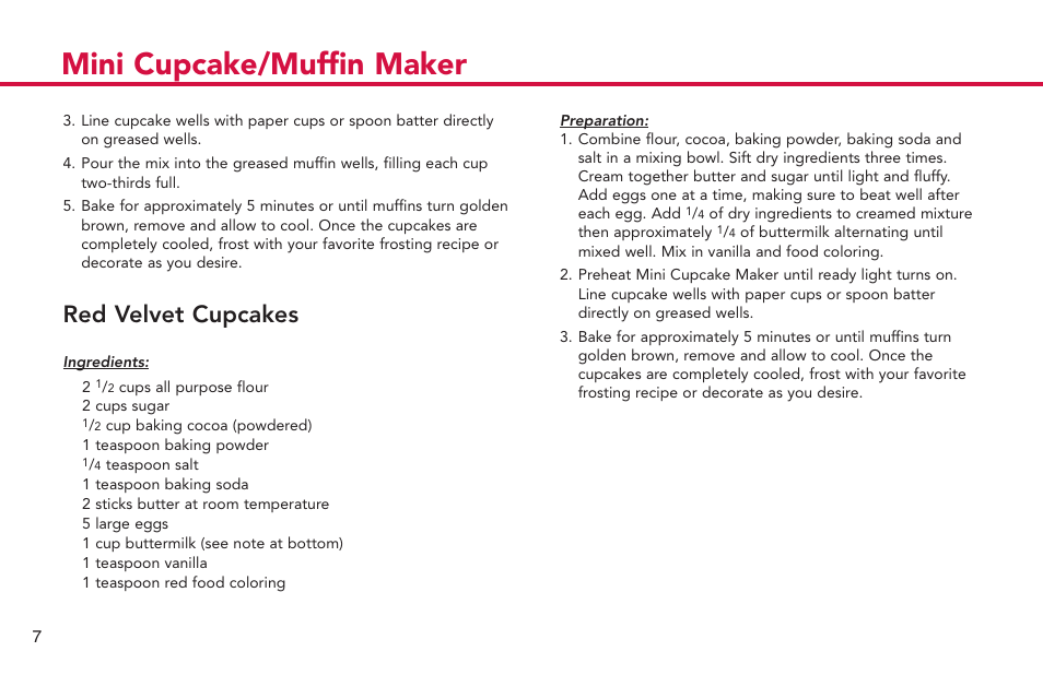 Mini cupcake/muffin maker, Red velvet cupcakes | Deni CUPCAKE/MUFFIN MAKER 4832 User Manual | Page 8 / 27