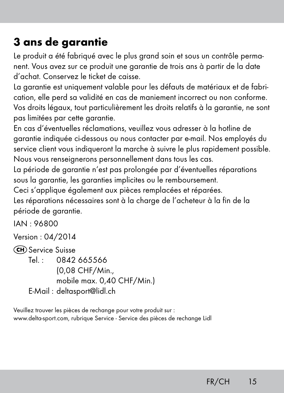 3 ans de garantie | Crivit Beach Chair User Manual | Page 13 / 28