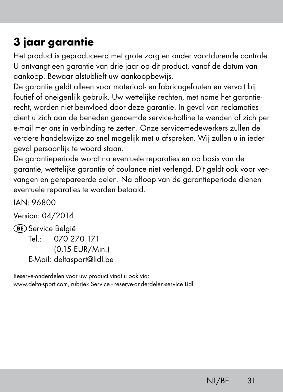 3 jaar garantie | Crivit Beach Chair User Manual | Page 29 / 36