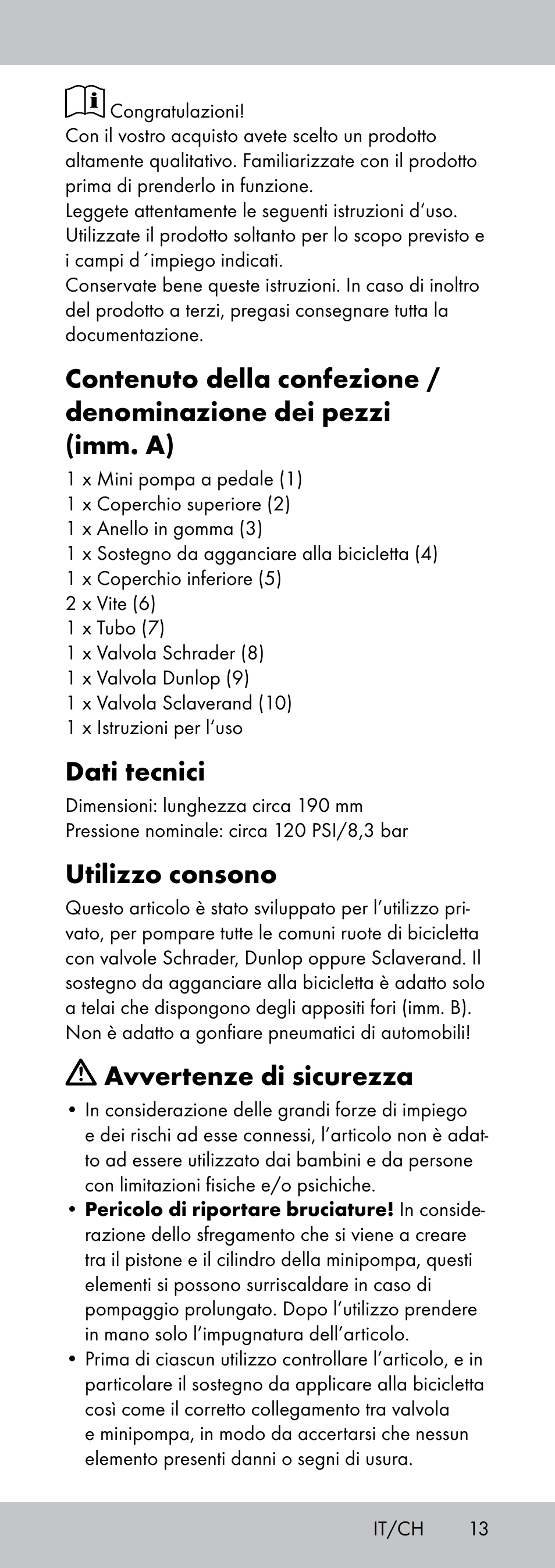 Dati tecnici, Utilizzo consono, Avvertenze di sicurezza | Crivit MP-1781 User Manual | Page 13 / 24