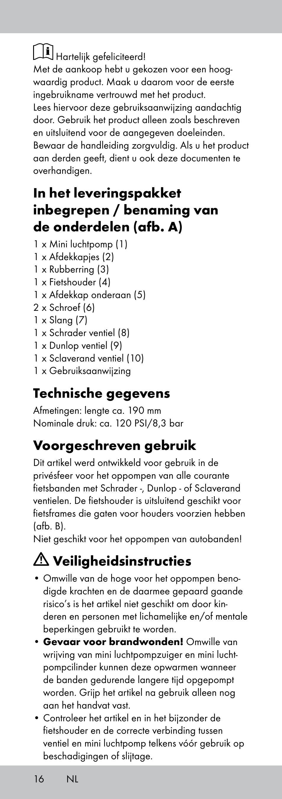 Technische gegevens, Voorgeschreven gebruik, Veiligheidsinstructies | Crivit MP-1781 User Manual | Page 16 / 24