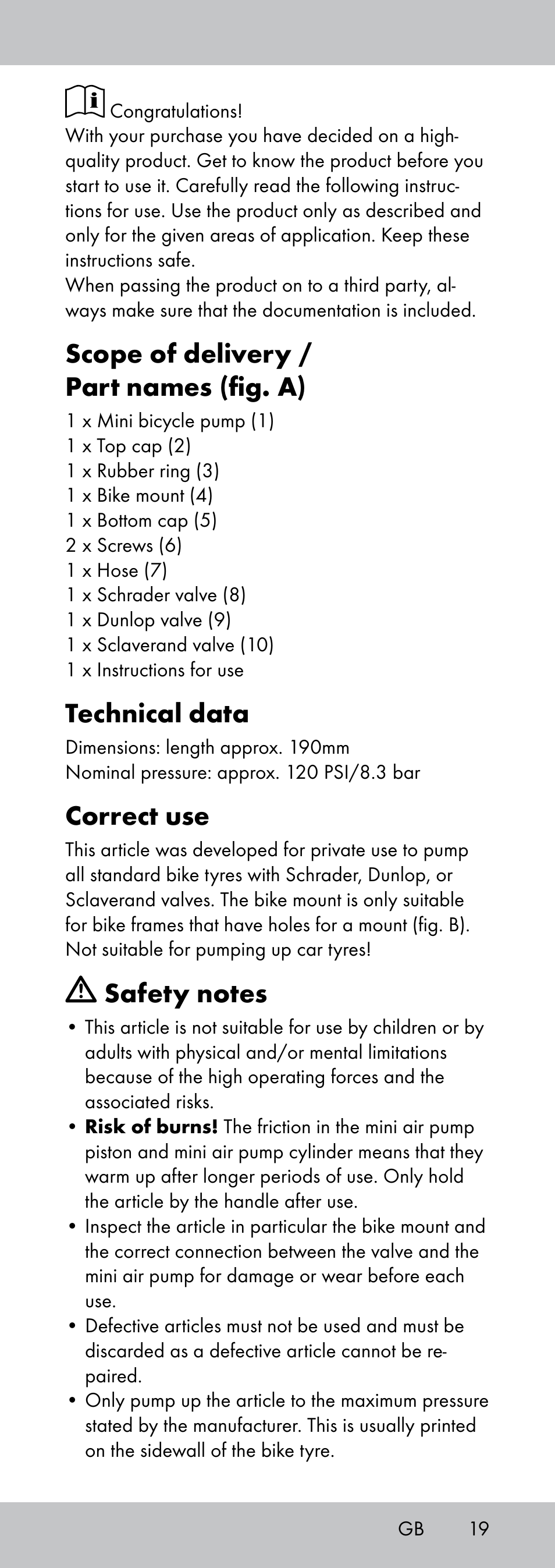 Scope of delivery / part names (fig. a), Technical data, Correct use | Crivit MP-1781 User Manual | Page 19 / 24