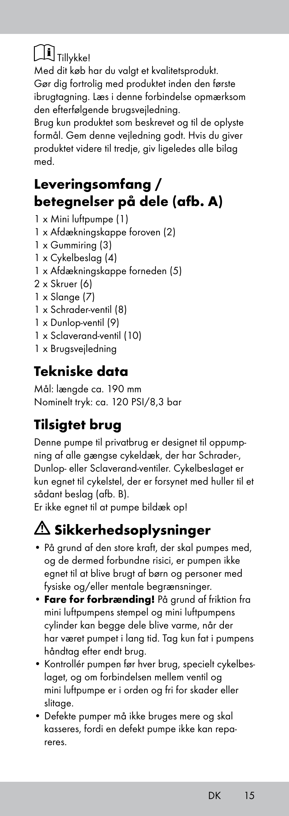 Leveringsomfang / betegnelser på dele (afb. a), Tekniske data, Tilsigtet brug | Sikkerhedsoplysninger | Crivit MP-1781 User Manual | Page 15 / 28