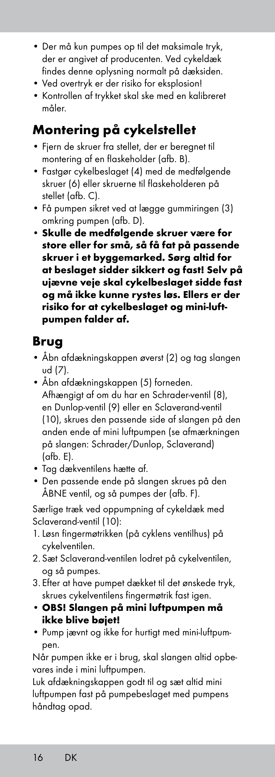 Montering på cykelstellet, Brug | Crivit MP-1781 User Manual | Page 16 / 28