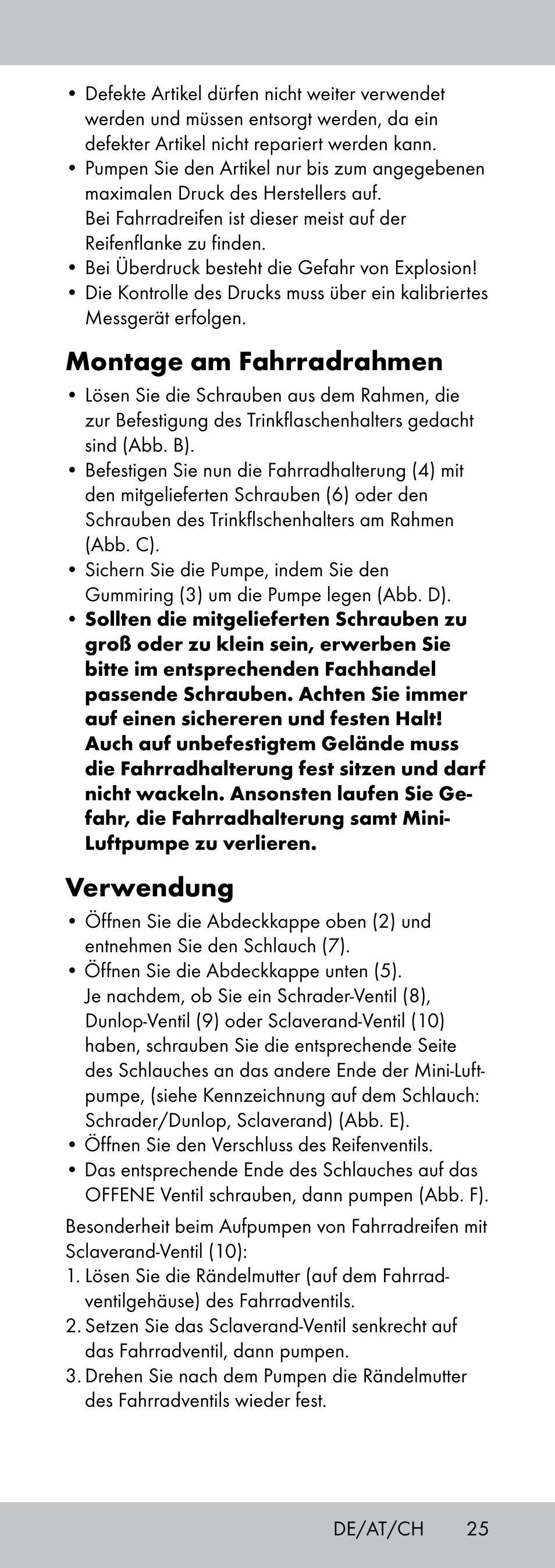 Montage am fahrradrahmen, Verwendung | Crivit MP-1781 User Manual | Page 25 / 28