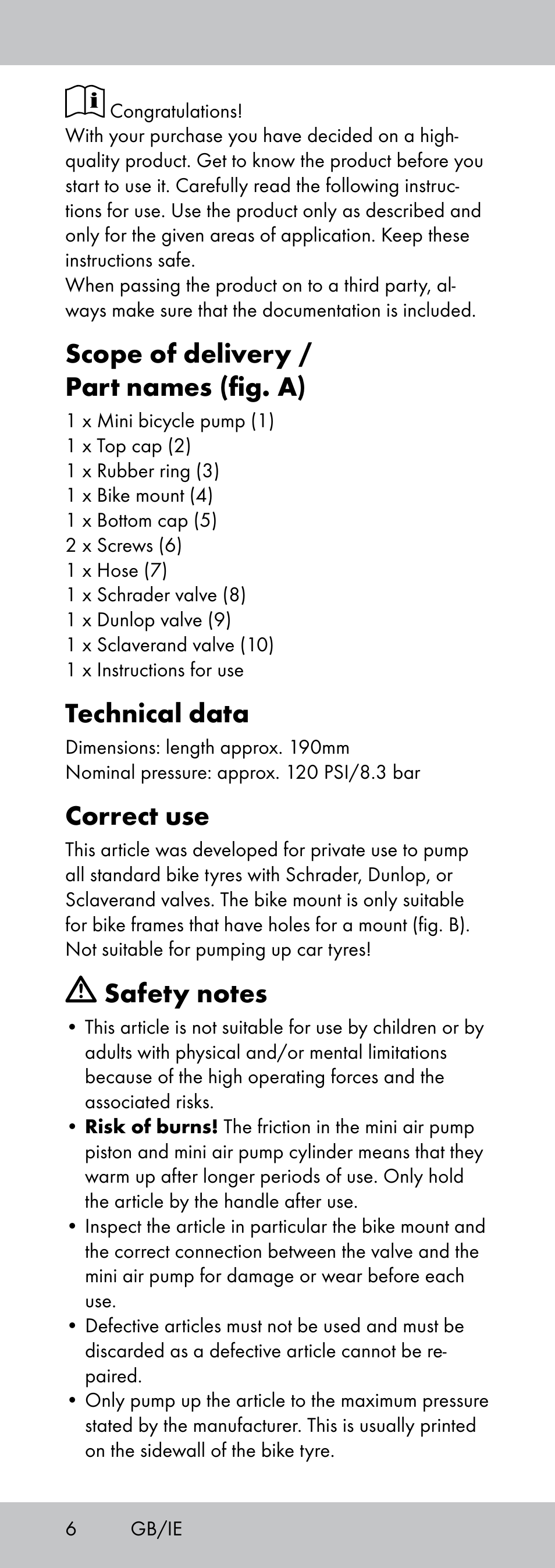 Scope of delivery / part names (fig. a), Technical data, Correct use | Crivit MP-1781 User Manual | Page 6 / 28