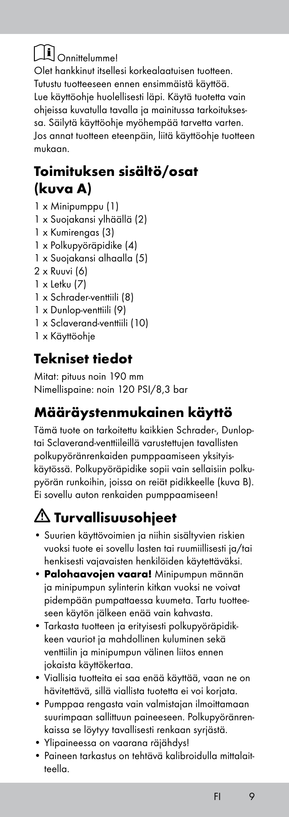 Toimituksen sisältö/osat (kuva a), Tekniset tiedot, Määräystenmukainen käyttö | Turvallisuusohjeet | Crivit MP-1781 User Manual | Page 9 / 28