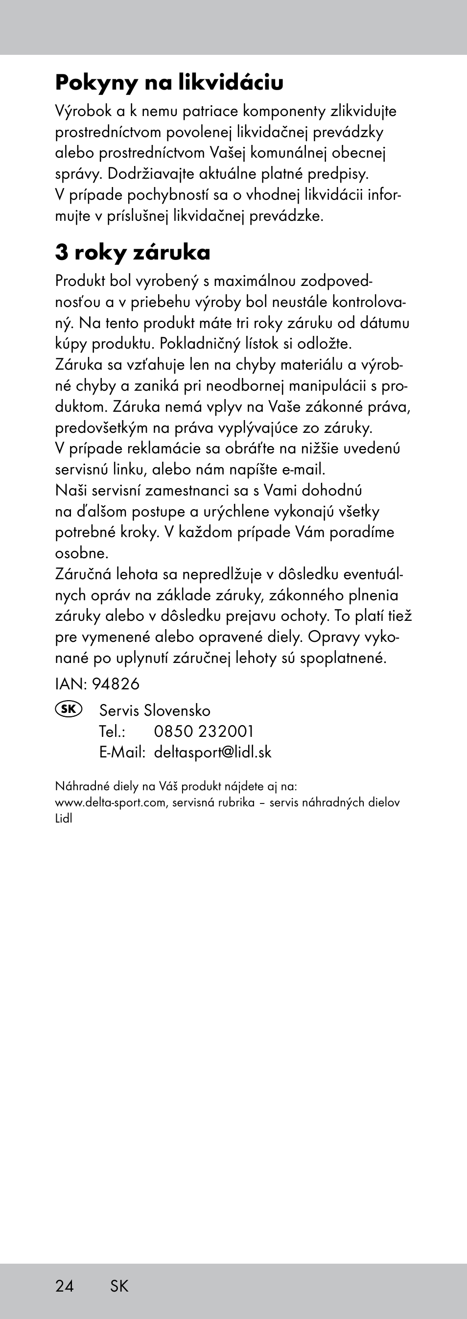 Pokyny na likvidáciu, 3 roky záruka | Crivit MP-1781 User Manual | Page 24 / 32