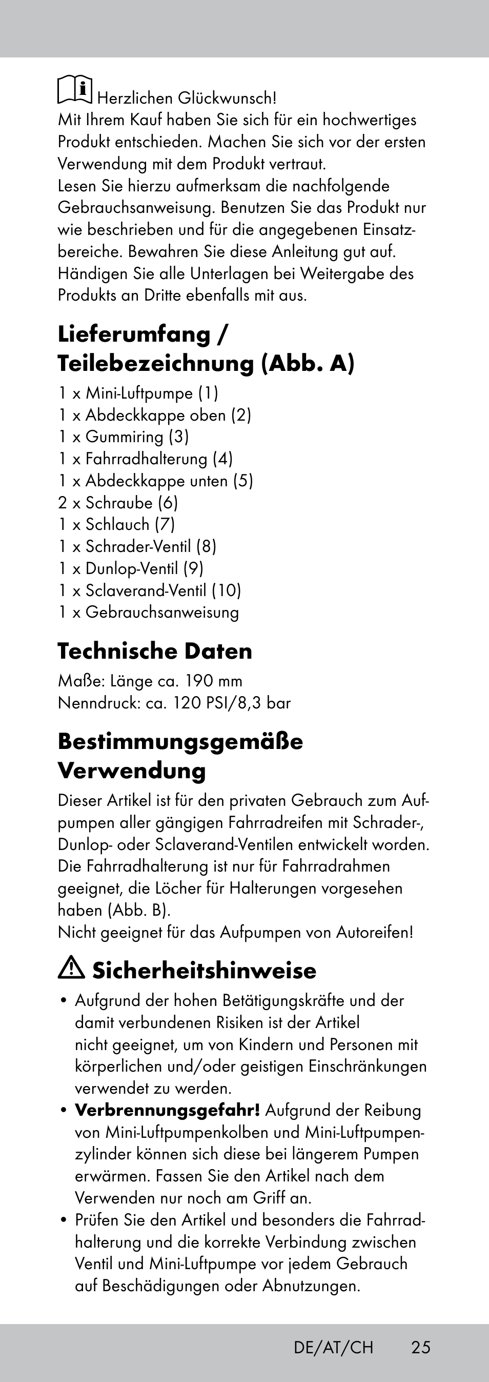 Lieferumfang / teilebezeichnung (abb. a), Technische daten, Bestimmungsgemäße verwendung | Sicherheitshinweise | Crivit MP-1781 User Manual | Page 25 / 32