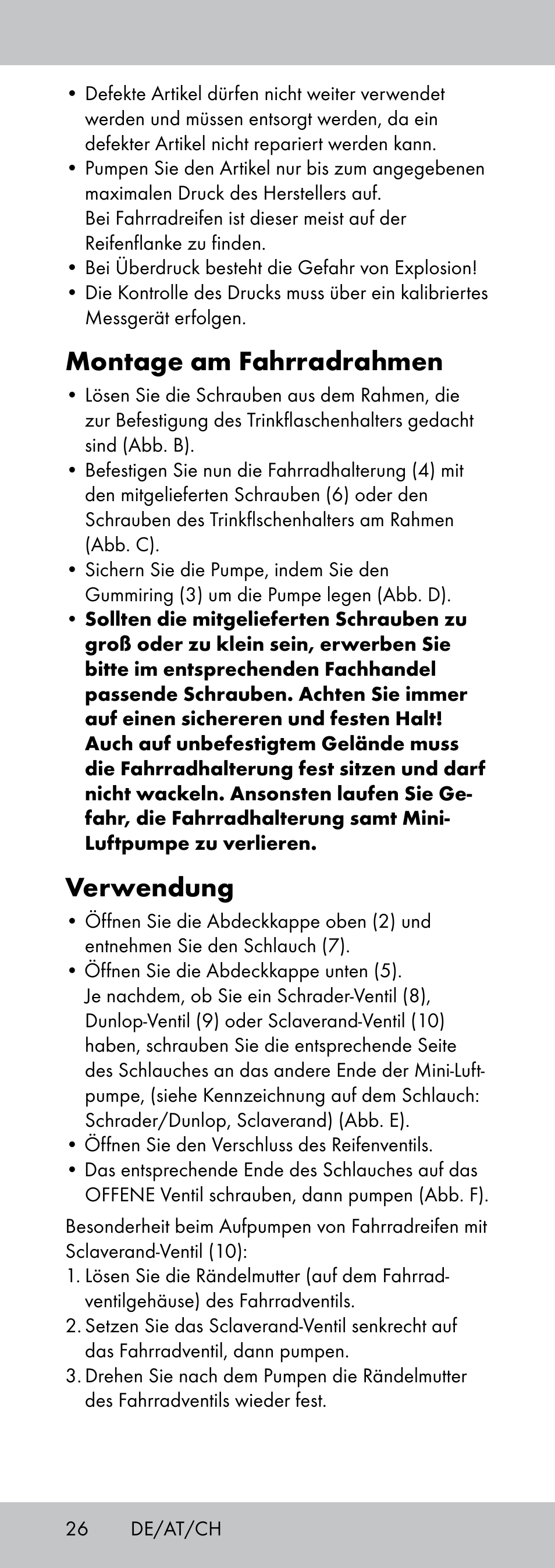 Montage am fahrradrahmen, Verwendung | Crivit MP-1781 User Manual | Page 26 / 32