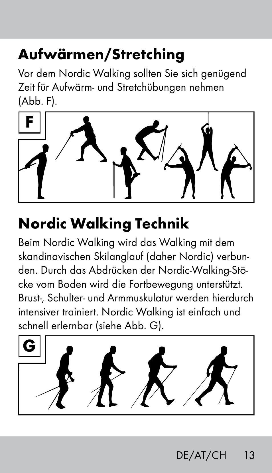 Aufwärmen/stretching, Nordic walking technik | Crivit NW-1702 User Manual | Page 13 / 56