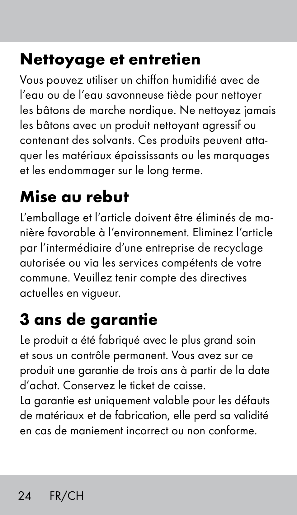 Nettoyage et entretien, Mise au rebut, 3 ans de garantie | Crivit NW-1702 User Manual | Page 24 / 56