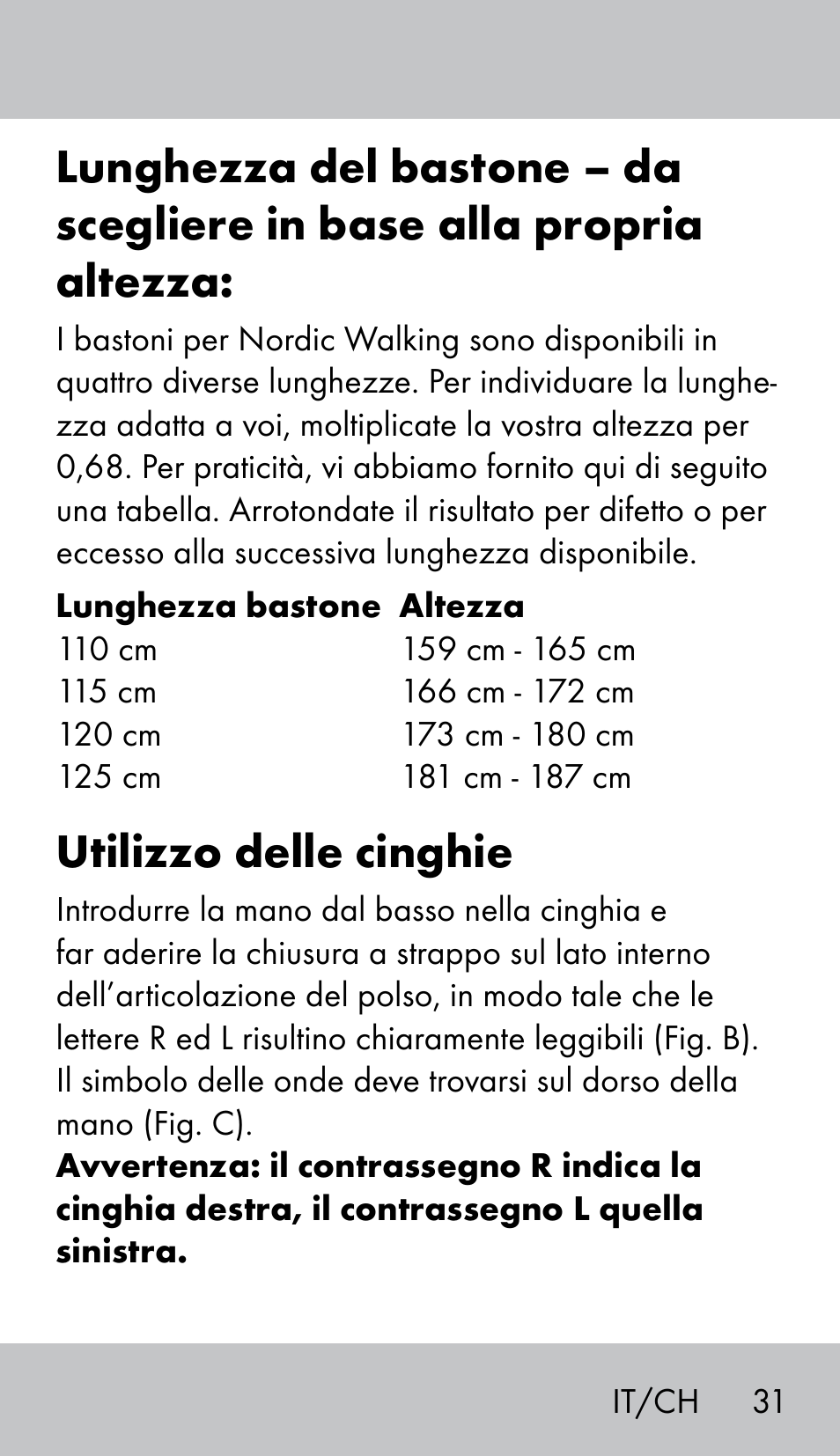 Utilizzo delle cinghie | Crivit NW-1702 User Manual | Page 31 / 56