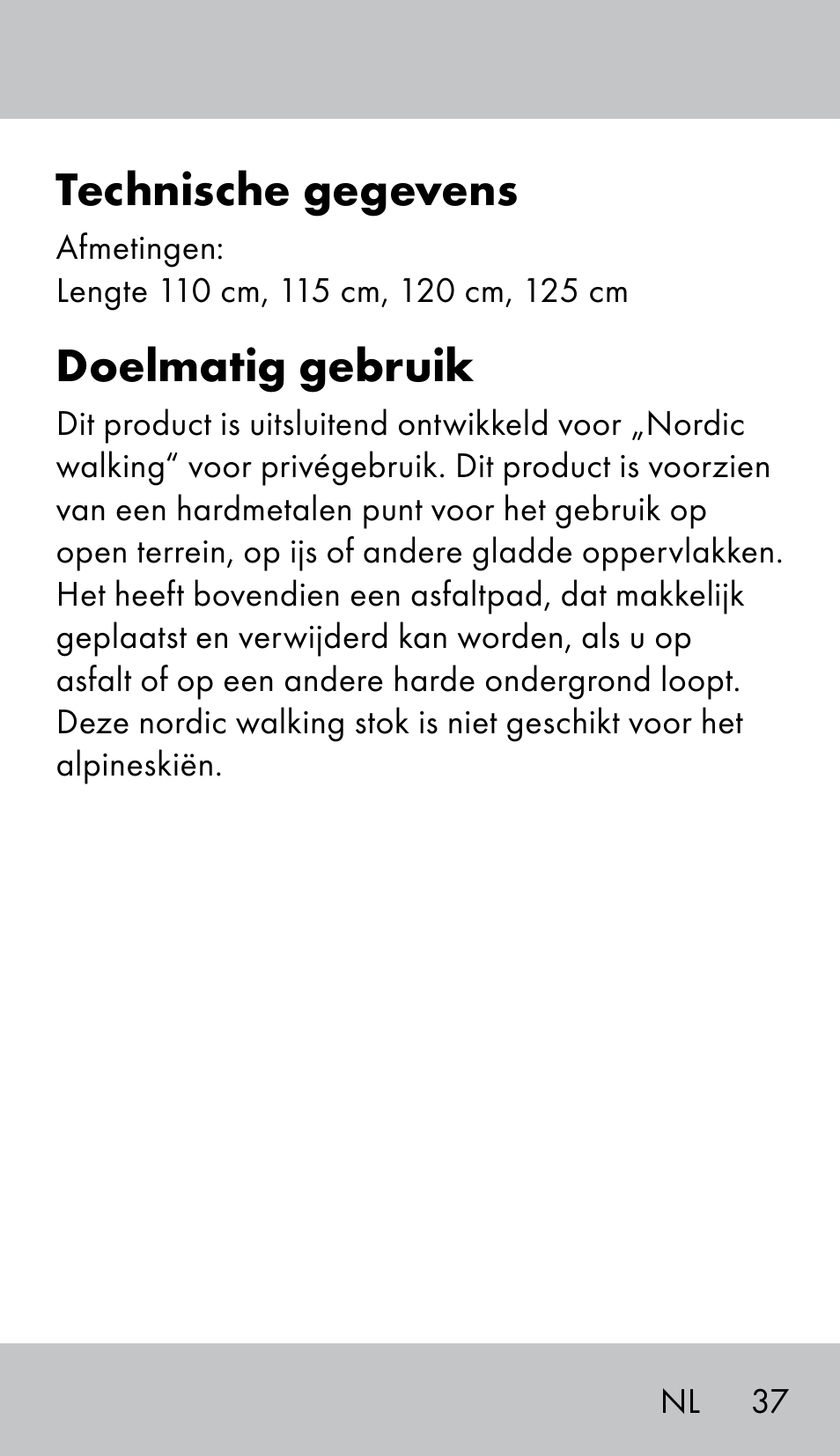 Technische gegevens, Doelmatig gebruik | Crivit NW-1702 User Manual | Page 37 / 56