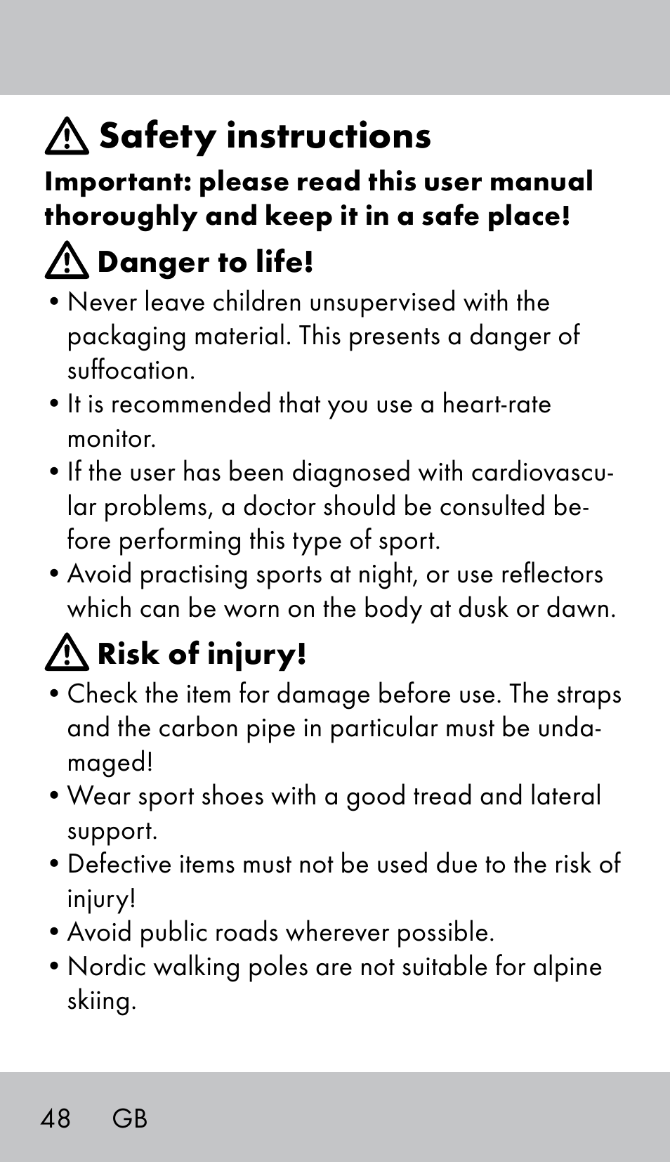 Safety instructions | Crivit NW-1702 User Manual | Page 48 / 56
