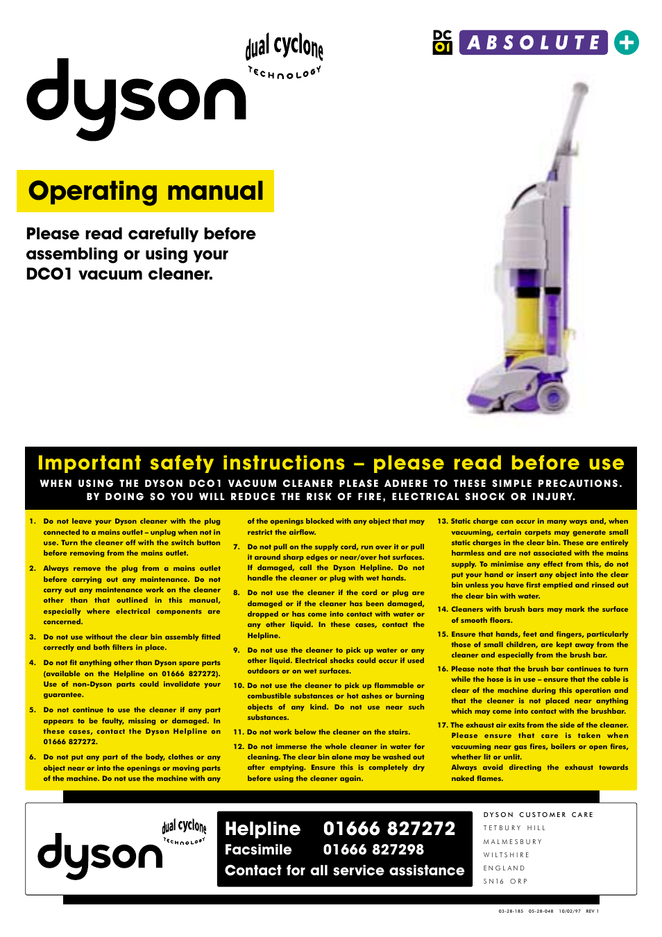 DYSON DCO1 User Manual | 6 pages