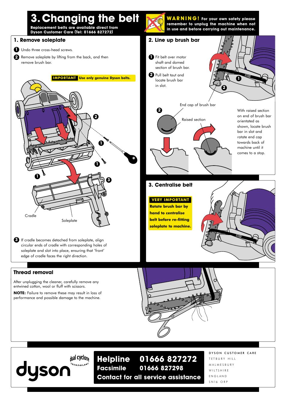 Changing the belt | DYSON DCO1 User Manual | Page 4 / 6