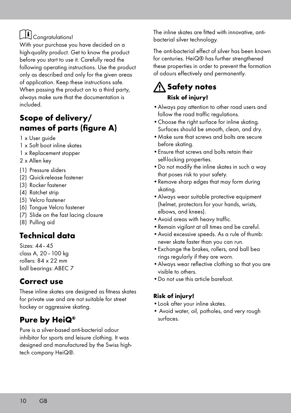 Scope of delivery/ names of parts (figure a), Technical data, Correct use | Pure by heiq | Crivit HI-1738 User Manual | Page 10 / 28