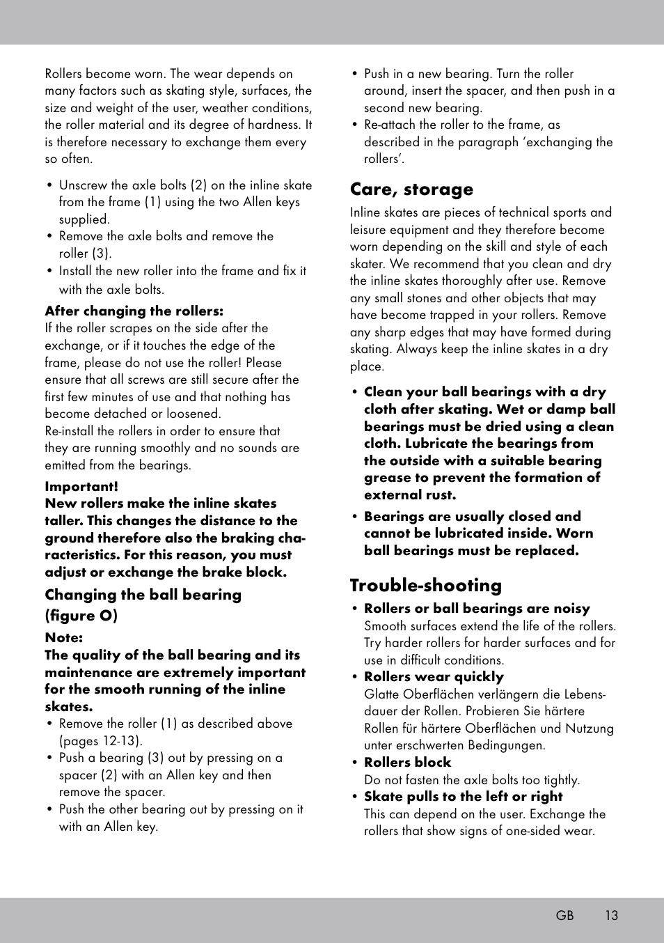 Care, storage, Trouble-shooting | Crivit HI-1738 User Manual | Page 13 / 28