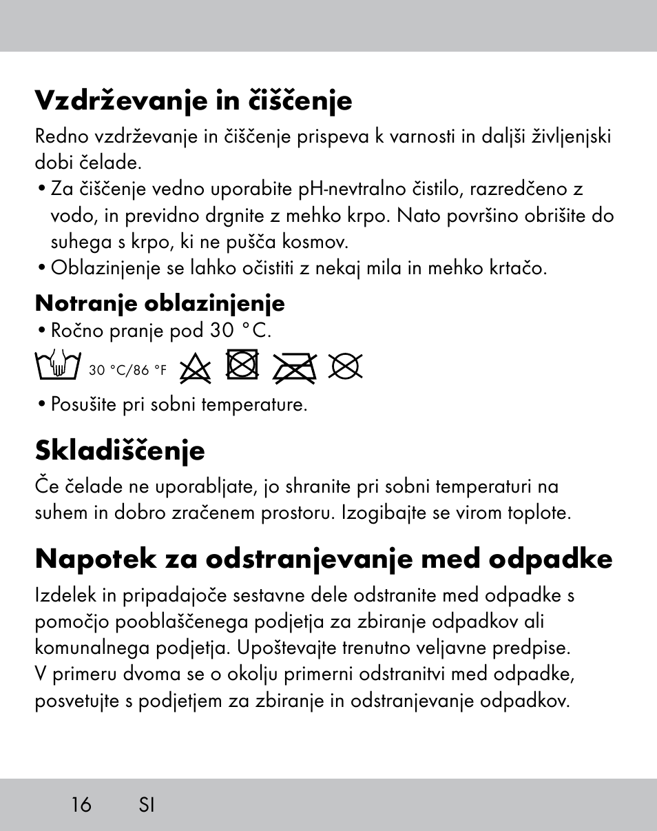 Vzdrževanje in čiščenje, Skladiščenje, Napotek za odstranjevanje med odpadke | Crivit IH-1788 User Manual | Page 14 / 38
