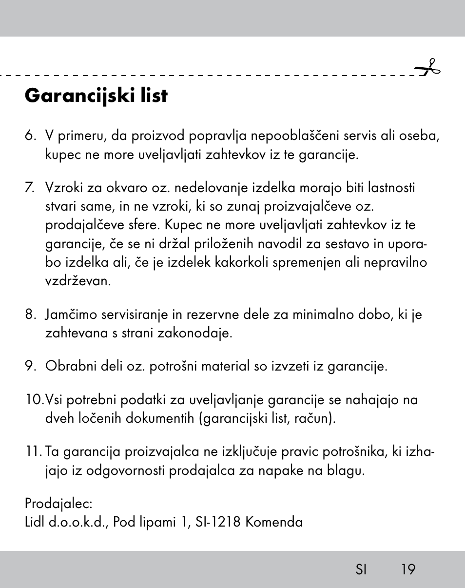 Garancijski list | Crivit IH-1788 User Manual | Page 17 / 38