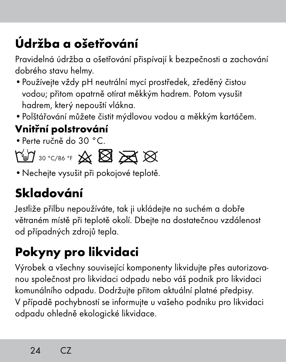 Údržba a ošetřování, Skladování, Pokyny pro likvidaci | Crivit IH-1788 User Manual | Page 22 / 38