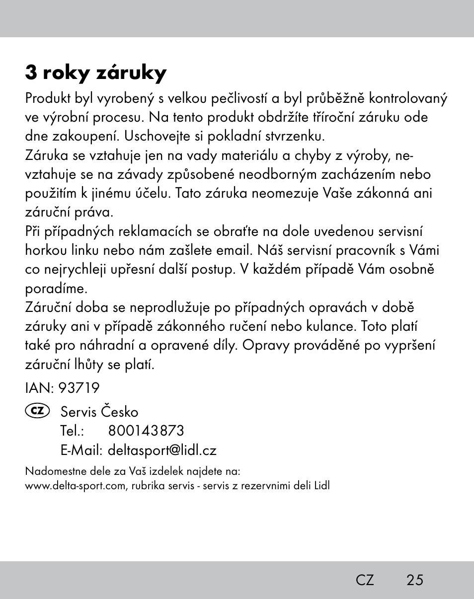 3 roky záruky | Crivit IH-1788 User Manual | Page 23 / 38