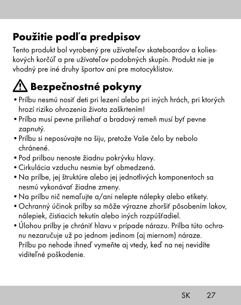 Použitie podľa predpisov, Bezpečnostné pokyny | Crivit IH-1788 User Manual | Page 25 / 38