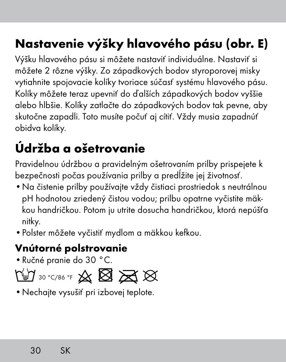 Nastavenie výšky hlavového pásu (obr. e), Údržba a ošetrovanie | Crivit IH-1788 User Manual | Page 28 / 38