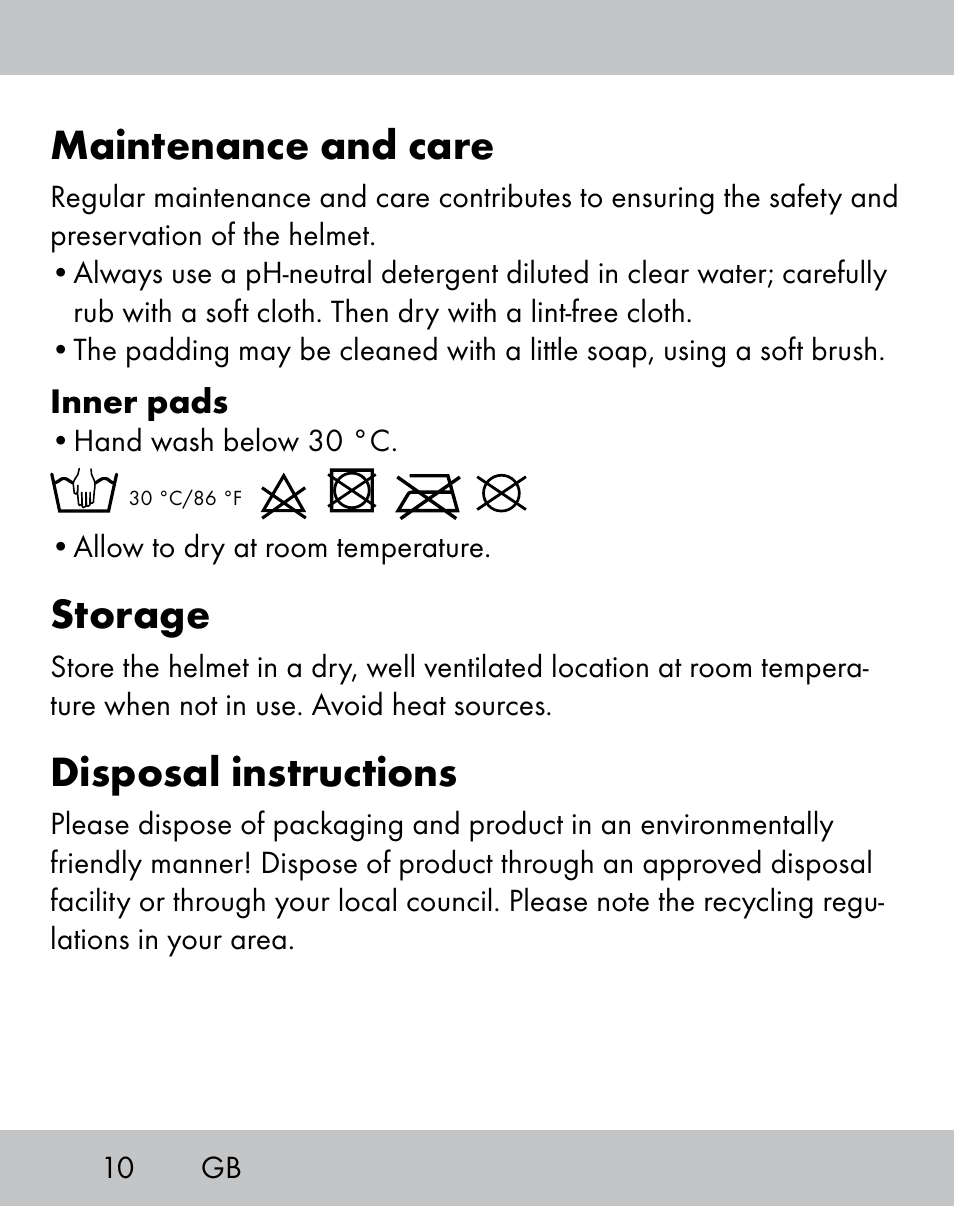 Maintenance and care, Storage, Disposal instructions | Crivit IH-1788 User Manual | Page 8 / 38