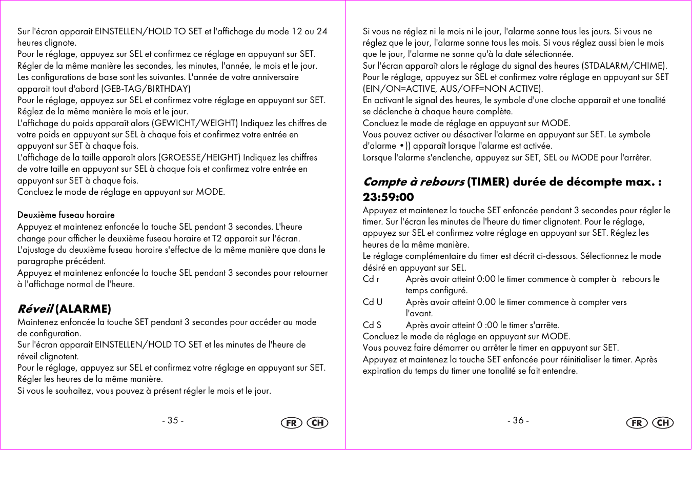 Réveil, Compte à rebours | Crivit 1-LD3604-х User Manual | Page 19 / 51