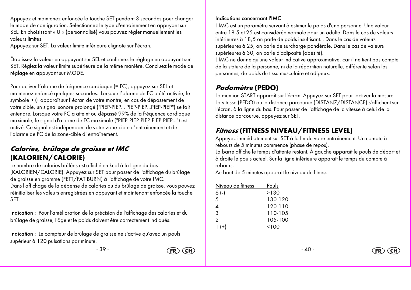 Calories, brûlage de graisse et imc, Podomètre, Fitness | Crivit 1-LD3604-х User Manual | Page 21 / 51