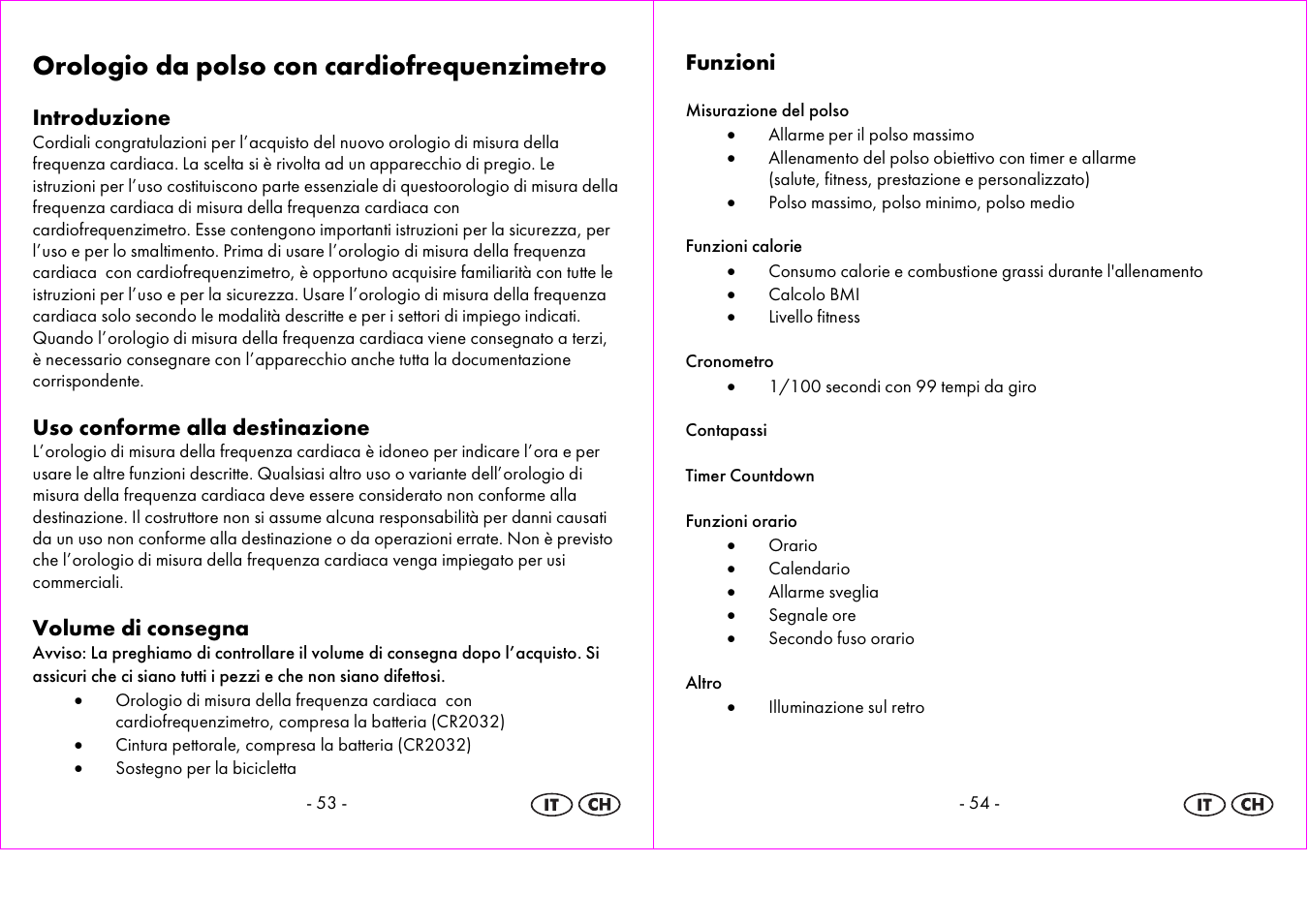 Orologio da polso con cardiofrequenzimetro, Introduzione, Uso conforme alla destinazione | Volume di consegna, Funzioni | Crivit 1-LD3604-х User Manual | Page 28 / 51