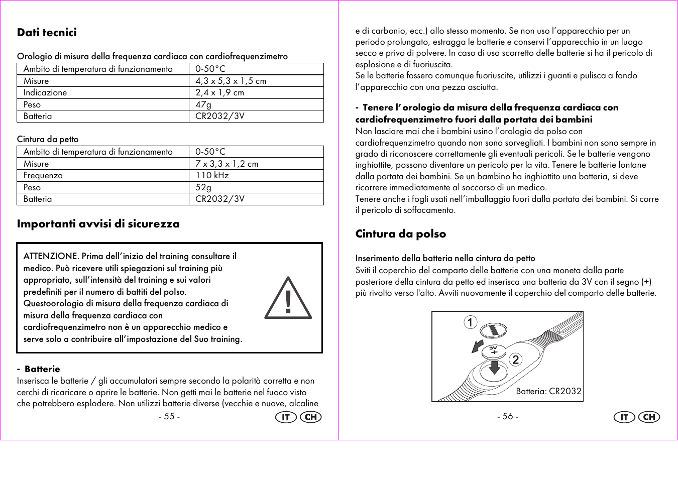 Dati tecnici, Importanti avvisi di sicurezza, Cintura da polso | Crivit 1-LD3604-х User Manual | Page 29 / 51