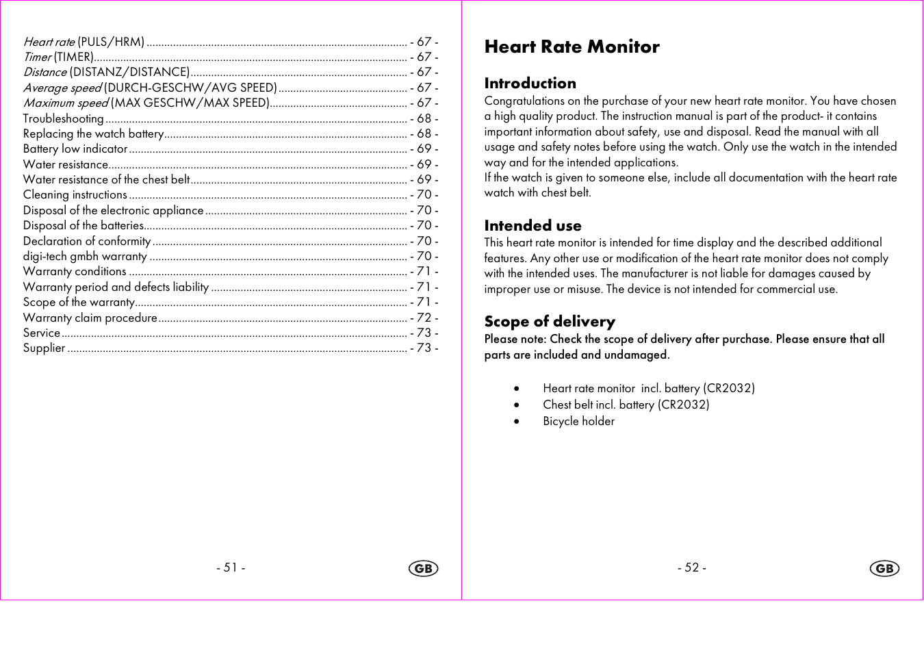 Heart rate monitor | Crivit 1-LD3604-х User Manual | Page 27 / 51