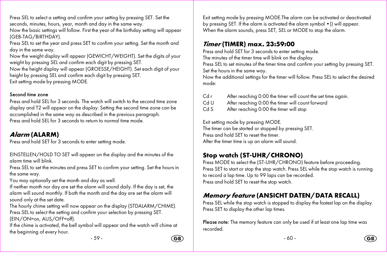 Alarm, Timer | Crivit 1-LD3604-х User Manual | Page 31 / 51